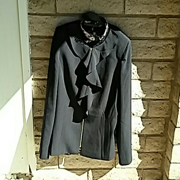 Tahari Jackets & Blazers - Tahari Black Zippered Blazer with Cascading neck